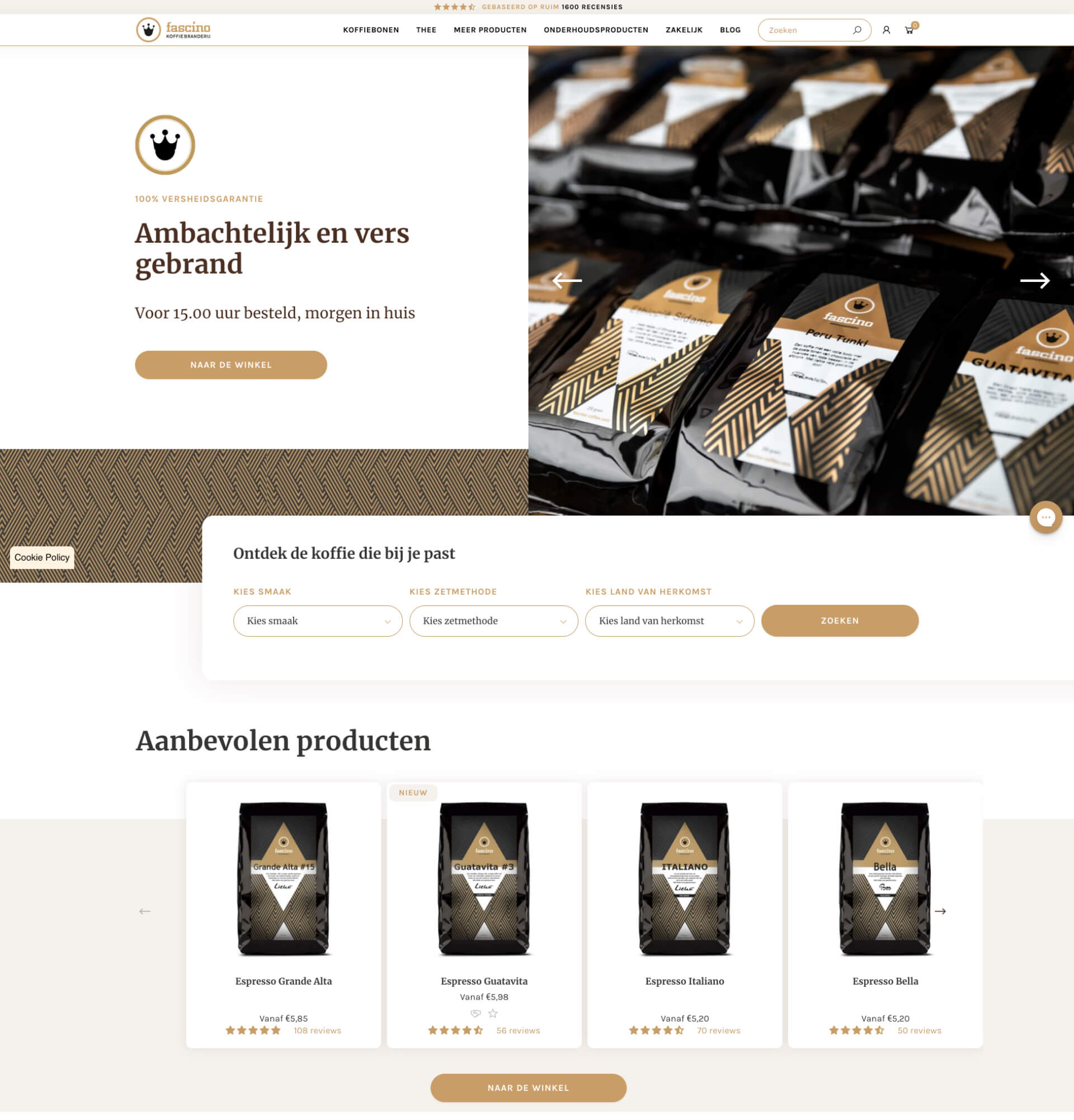 Fascino case: Quality coffee Shopify webshop